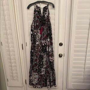 INC International Concepts Black and Red Patterned Maxi Dress